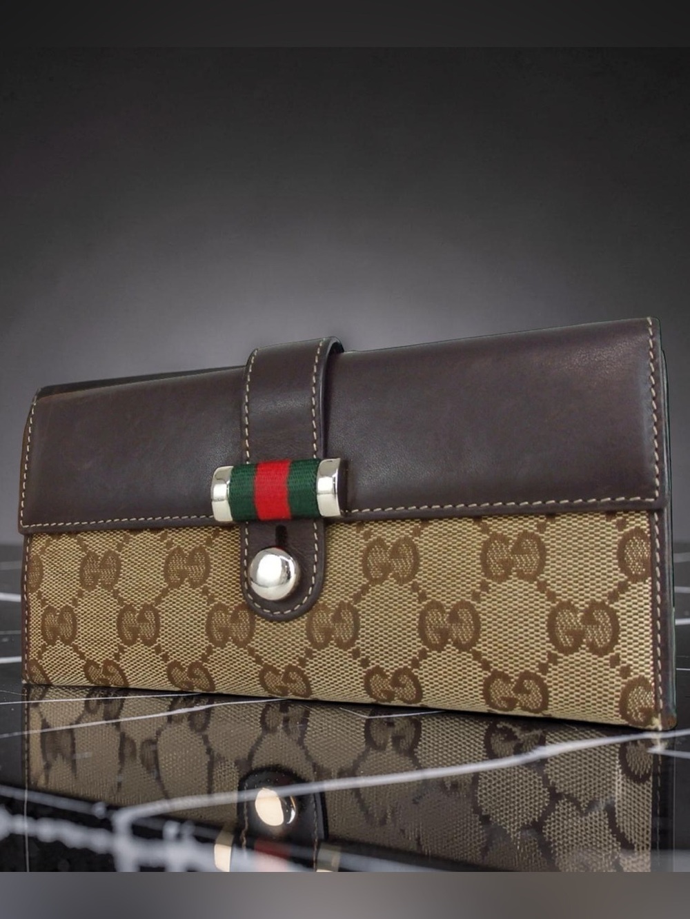 GUCCI Sherry Line Canvas/Leather Continental Wallet πβ€οΈβπ₯ - Picture 10 of 14